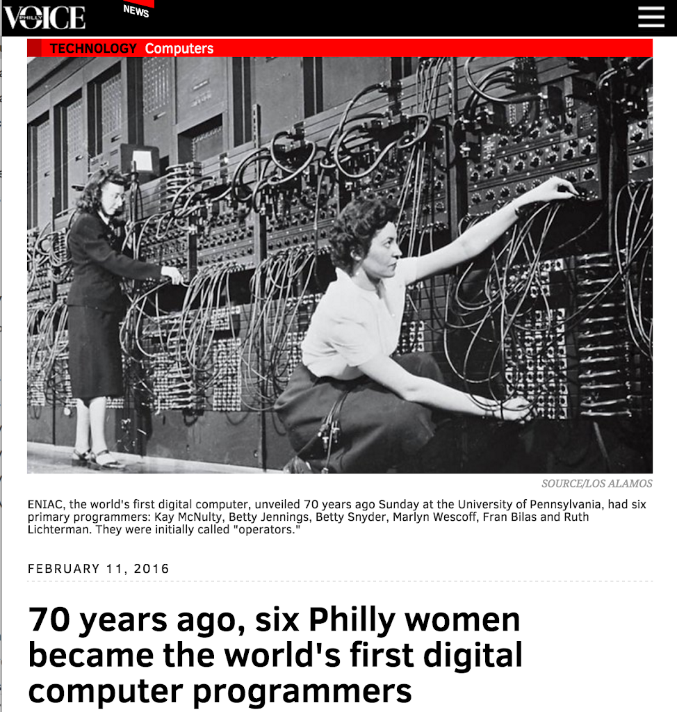 PhillyVoice: 70 years ago, six Philly women became the world’s first digital computer programmers